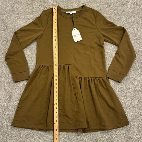 NWT English Factory Knit Unbalanced Seam Olive Brown Sweater Dress Size Medium - Picture 6 of 11